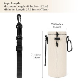Linkidea Water Bottle Carrier with Strap Compatible with Kids FreeSip 16oz, Owala FreeSip Tritan 25oz, Neoprene Waterbottle Sling Bag Holder, Shoulder Strap, Off White
