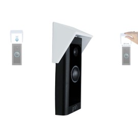 Decorative Rain and Sun Cover — Compatible with Ring Video Doorbell Hardwired (46 mm Width Only) — Weatherproof Anti-Glare Protective Housing — Flat (White)