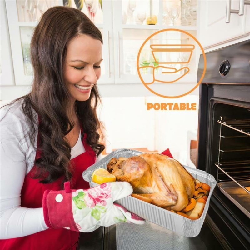 HOMESHOPA Rectangular Roasting Tray, 2 Pack Disposable Aluminium Foil Trays,