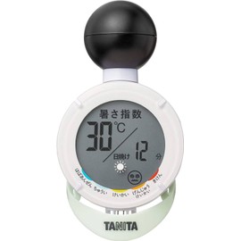 Tanita TC-210 White Digital Black Ball Thermometer/Hygrometer with Sunburn Alarm, Suitable for Outdoor Activities and Heatstroke Alarm, WBGT Compliant, 5.8×3.6×10.8cm (2.28×1.42×4.25 inches)