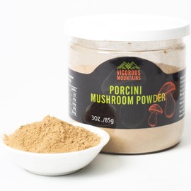 VIGOROUS MOUNTAINS Dried Porcini Mushroom Seasoning Powder for Cooking, Salt Free Beef Broth Powdered Sauce Add Instant Flavor and Depth to All Your Favorite Dishes 3 OZ
