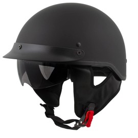 Milwaukee Helmets Momentum Matte Black Half Face Motorcycle Helmet w/Drop Down Visor for Men and Women DOT Approved MPH9718DOT - Medium