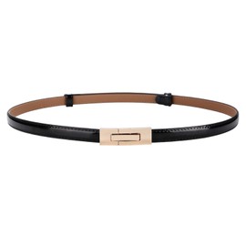 Aivtalk Women Skinny Leather Belt Interlocking Rectangular Buckle Adjustable Waist Belts for Dress