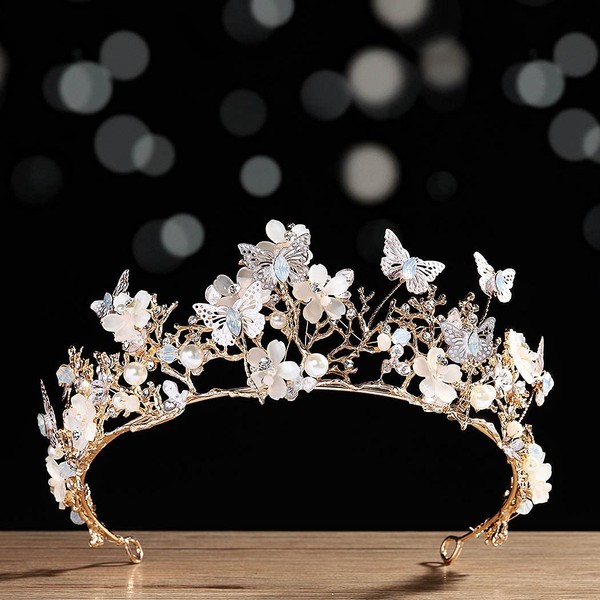 Kisshine Bride Wedding Flower Crowns and Tiaras Bridal Butterfly Tiara