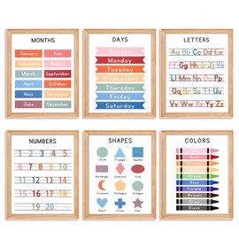 Educational Learning Posters, Learning Posters, 6 Learning Posters for Preschool Children, Alphabet Posters, Educational Montessori Learning Posters, Children's Learning Posters for Letters Learning