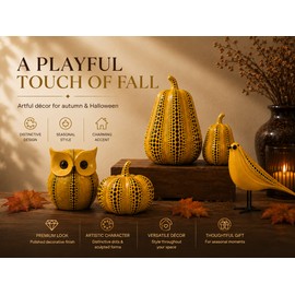 Funny Owl & Pumpkin Figurine Decorative Statue for Fall, Halloween & Home Decor