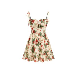 CIDER Women's Floral Corset Dress Casual Going Out Sundress Red