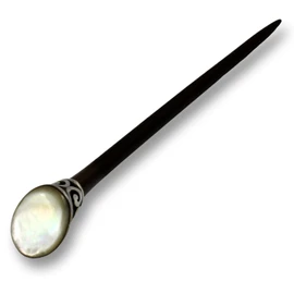 ISLAND PIERCINGS Hair Pin Fork Hairpin from wood, stainless steel and mother of pearl HN204