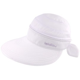 XIAOHAWANG Women Sun Visor Hats UPF 50+ Wide Brim Summer Caps UV Protection Ponytail Hat Detachable Beach Cap (A-white, one size)