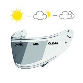 XII WY Motorcycle Full Face Helmet Shield Insert - Photochromic Anti-Fog Film, Transitional Visor, Clear to Indigo Tint, Sun-Responsive, Transparent Indoors