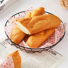 YunBey 100 Pcs Wax Paper Printed Food Wrapping Paper Greaseproof Paper Basket Liners Deli Papers Rose and Heart Type Food Wax Waterproof Paper for Bread, Gift Wrapping Tissue (21 * 25cm)