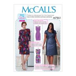 McCall Pattern McCall's Learn Women's Dress, Sizes 18W-24W Sewing Pattern, Plain