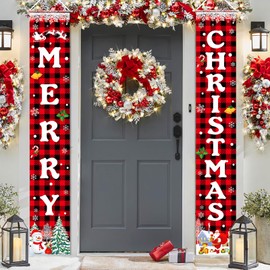 Christmas Decorations Merry Christmas Banner Xmas Porch Door Sign Welcome Hanging Banner for Wall Home Party Decor Christmas Decorations Indoor Outdoor