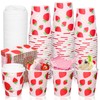 FYSUIMU 50Pcs 8Oz Strawberry Disposable Coffee Cups with Lids and