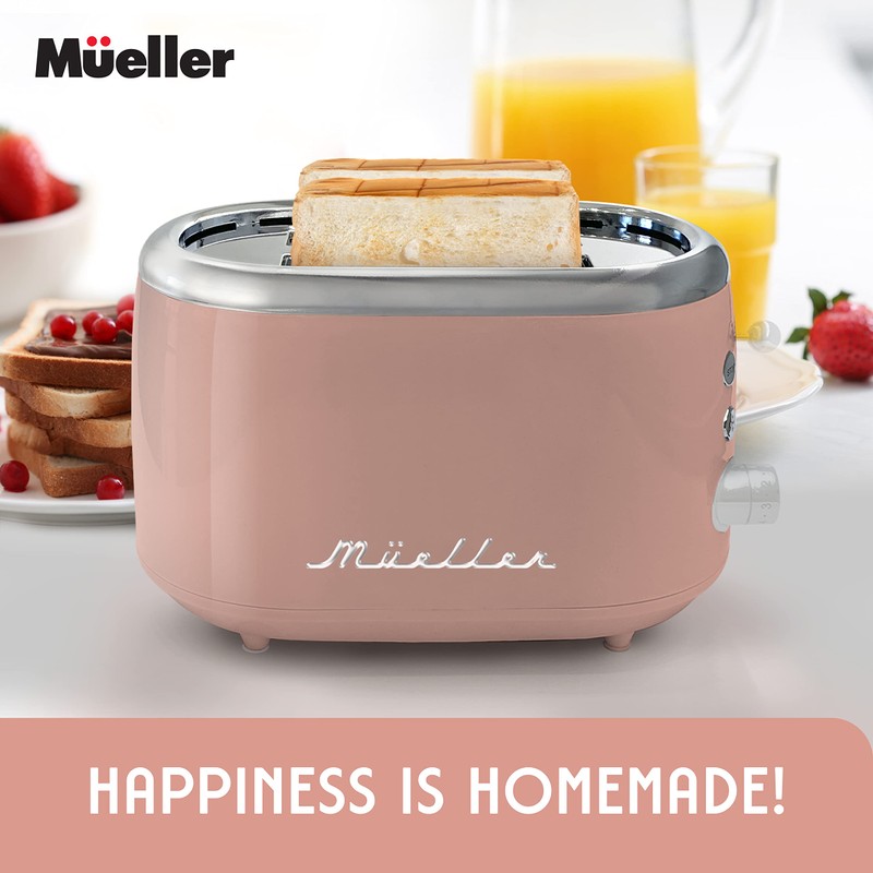 MUELLER HOME Retro Toaster 2 Slice, 7 Browning Levels, 3