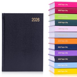evelay A6 Diary 2026 Day Per Page Full Year Hardback Daily Planner Organiser Journal Compact Agenda for Notes Appointments Goals (A6 Page a Day, Black)