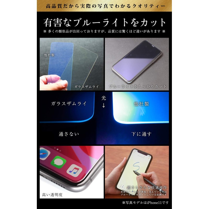 ガラスザムライ AQUOS Sense8 用 ブルーライトカット ガラスフィルム SH-54D 用 SHG11 用