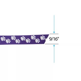 Groomer Essentials Purple Satin Ribbon with Paw Prints - Pack of 4