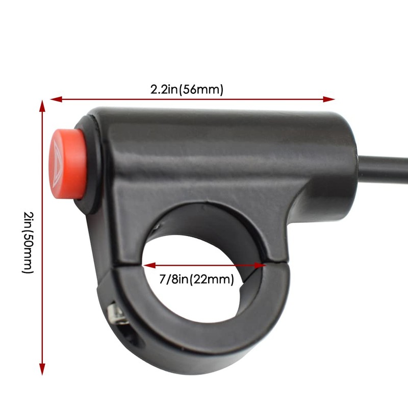 22mm Motorcycle Handlebar Switch ATV Bike 12V LED Warning Light
