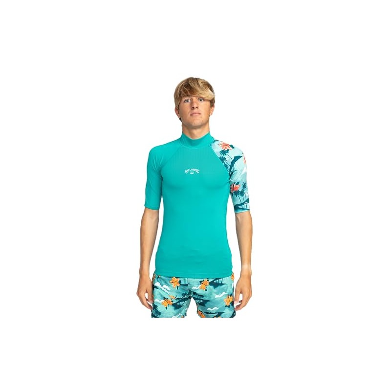 BILLABONG Mens Contrast Allover Rash Guard Set, Blue, M EU