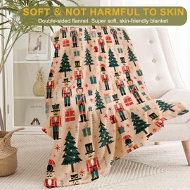 ainori Vintage Festive Nutcracker Pink Throw Blanket- Ultra Soft, Fleece, Lightweight,Christmas Trees Winter Night Blankets,for Couch Room Bedroom,Holiday Decor,Gifts for Kids Girls 50x60in