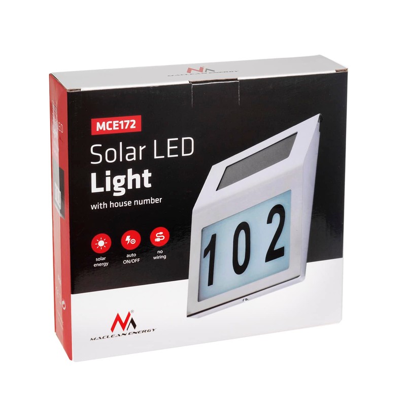 Maclean MCE 172 Solar Lamp With LED House Number Lamp