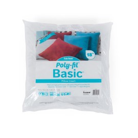 Fairfield Poly-Fil Basic Inserts Ideal, Travel Pillows, and Home Decor, Zippered, Non-Woven Cover, Spot Clean, 18” Square, White