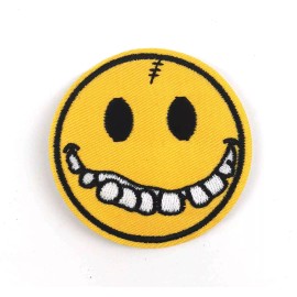 unbranded smiley face emoji yellow emoticon - iron on applique/embroidered patch 2633