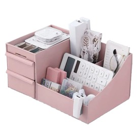 Cosmetic Storage Box, Elegant Multifunctional Makeup Organiser for Countertop with Drawers, Keep Clean, Multifunctional, Easy to Clean, Applicable, (Pink)