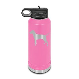 German Pinscher Laser Engraved Water Bottle Customizable Polar Camel Stainless Steel with Straw - Dog Canine pet Pink 32 oz