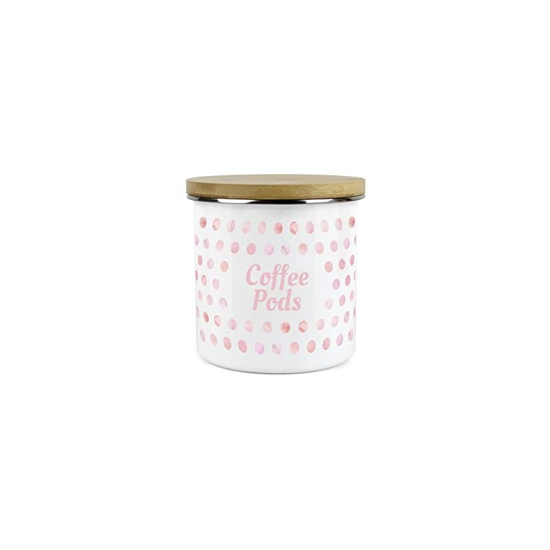 Purely Home Pink Polka Dots Spots Coffee Pods Canister -