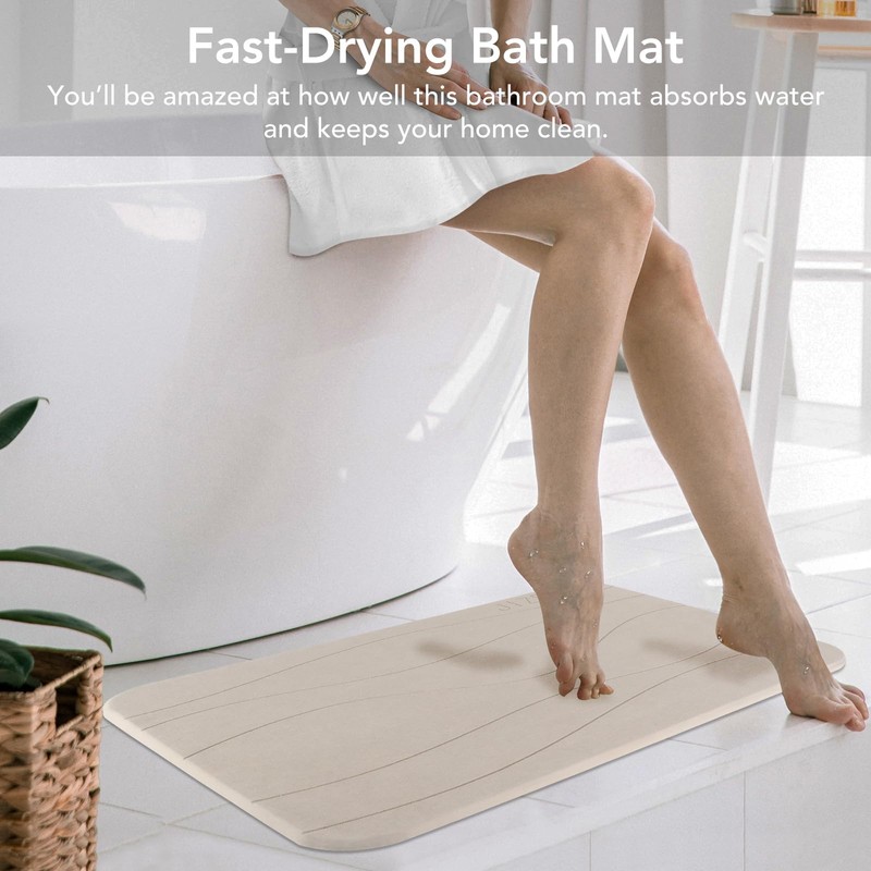 Stone Bath Mat Large, Diatomaceous Earth Shower Mat, Non-Slip Super