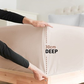 AR Ware King Size Bedding Fitted Sheets 100% Egyptian Cotton 300 TC, Breathable Extra Deep Fitted King Size Sheet, Hotel Quality 30 Cm (Cream)