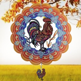N&T NIETING Rooster Metal Wind Spinners Gardening Gifts for Women Mom Grandma Wife Hanging Wind Spinner for Spring Outdoor Indoor Decorations 12 inch Wind Spinner for Thanksgiving Fall Ornament Gifts