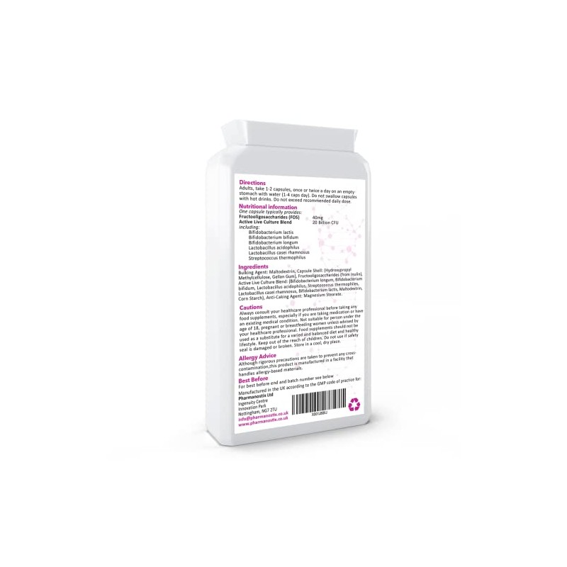 PharmaFlora 20 Billion CFU- 6 Friendly Strain Active Bacterial Cultures-