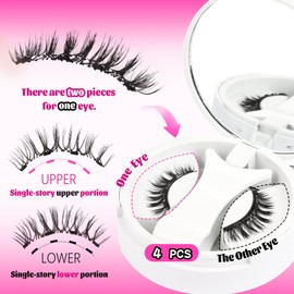 Veleasha Magnetic Eyelashes Manga Lashes Soft Lash Magnetic Lashes with Applicator Natural Look Reusable No Glue Easy to Apply & Remove Spiky False Eyelashes Magnetic Lashes Wispy (Diva)