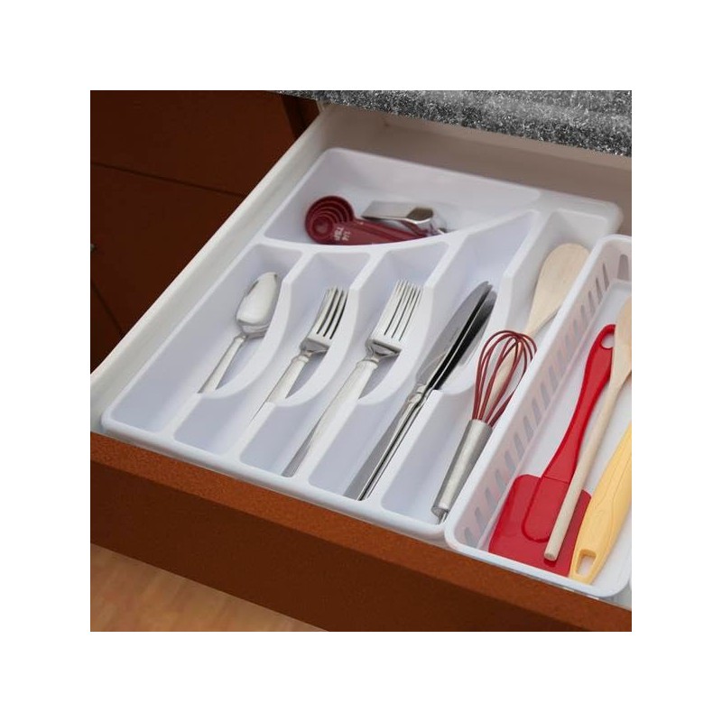 STERILITE Cutlery Tray, 11-3/4 in W, 1-7/8 in D, Plastic,
