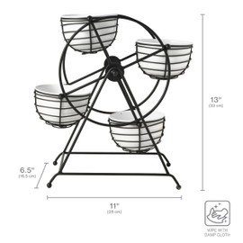 Gourmet Basics by Mikasa Ferris Wheel Rotating Entertaining Caddy Dip Bowl Set, 13 x 11 x 6.5 Inch, Black