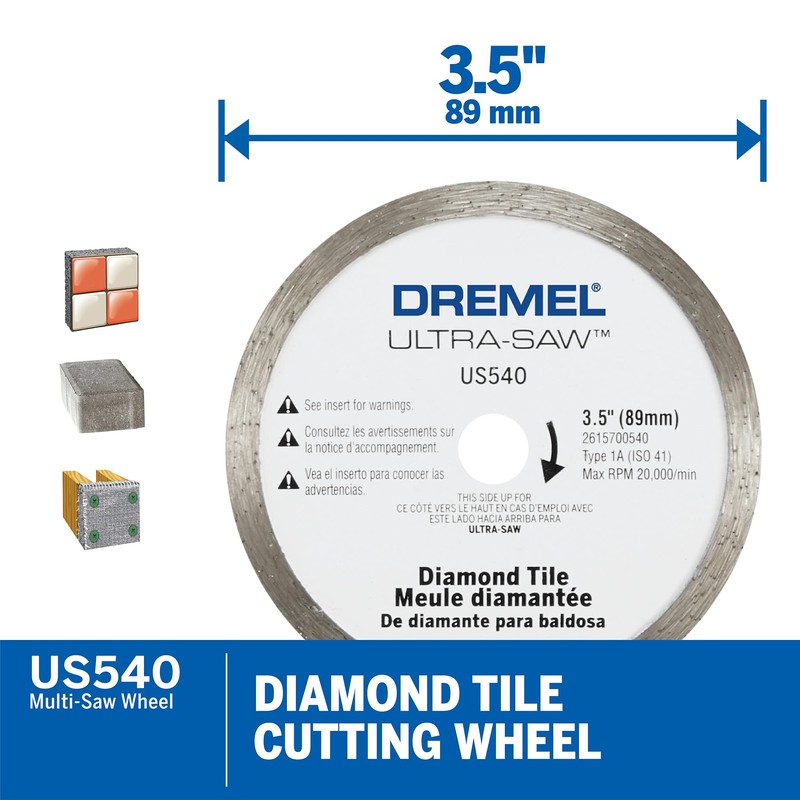 Dremel US540-01 Ultra-Saw 3.5-Inch Tile Diamond Blade, White