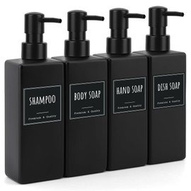 Segbeauty Square Pump Bottle, Pack of 4 500 ml Shampoo Dispenser for Shower, Pump Bottle Shampoo, Shower Gel Bottle for Filling