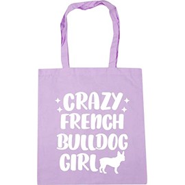 Hippowarehouse Crazy french bulldog girl - dog Tote Shopping Gym Beach Bag 42cm x38cm, 10 litres