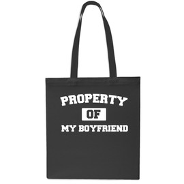 Property Of My Boyfriend Tote Shopping Gym Beach Bag 42cm x38cm, 10 litres-Black