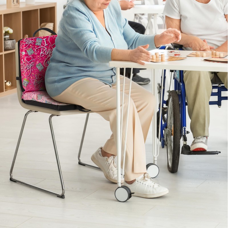 I Love Bingo Pink/Black Double Cushion for Relief During Bingo