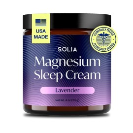 Solia Magnesium Sleep Cream, USA-Made Topical Magnesium Lotion for Sleep, Lavend