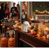 Cute Ghost Pumpkin Statue Halloween Decoration – Adorable Resin Figurine