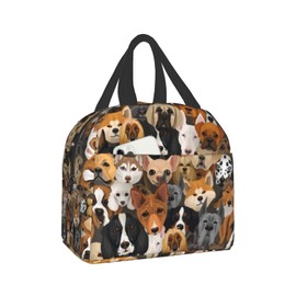 Hulnulnu Dogs Lunch Bag, Funny Dogs Insulated Tote Reusable Washable Thermal Cooler Picnic Food Carrier Travel Work School for Women Men Kids