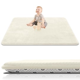 SEPARO Thick Baby Play Mat for Floor,50 x 50 Playpen Mat,Tummy Time Foam Mat,Ultra Soft Support & Plush Feel,Easy Care with Non-Slip Cushioned for Infant,Kids and Toddler Crawling,Beige