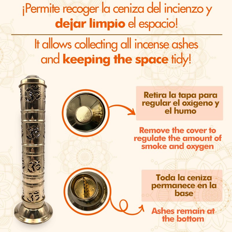 Snadi Incense Burner (Incense Burner) Om Symbol in Gold Brass