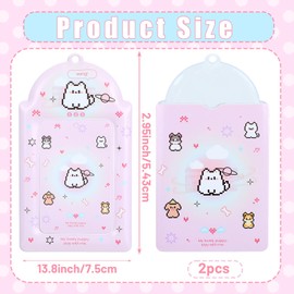 TIESOME 2 Pcs Photocard Holder with Cute Cat Keychain, Y2K Kawaii Photocard Holder Keychain Photo Card PU Leather ID Bus Card Case for Collecting Portable Accessories(Pink)