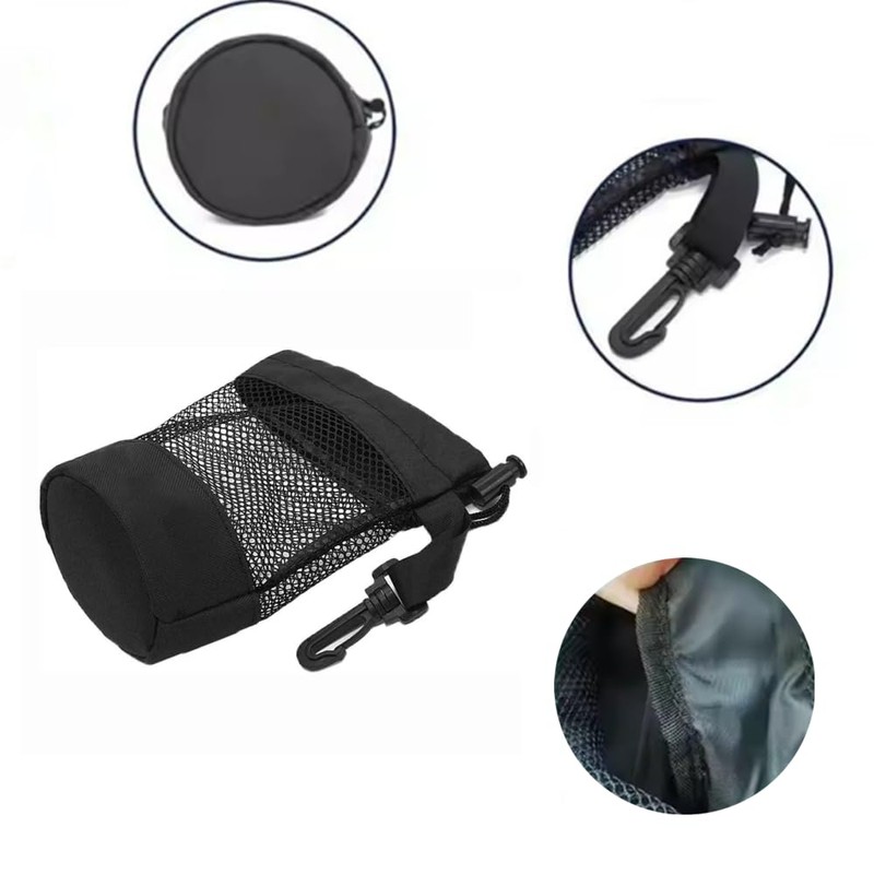 Naisfei 2 Pcs Black Nylon Mesh Drawstring Golf Ball Bags,